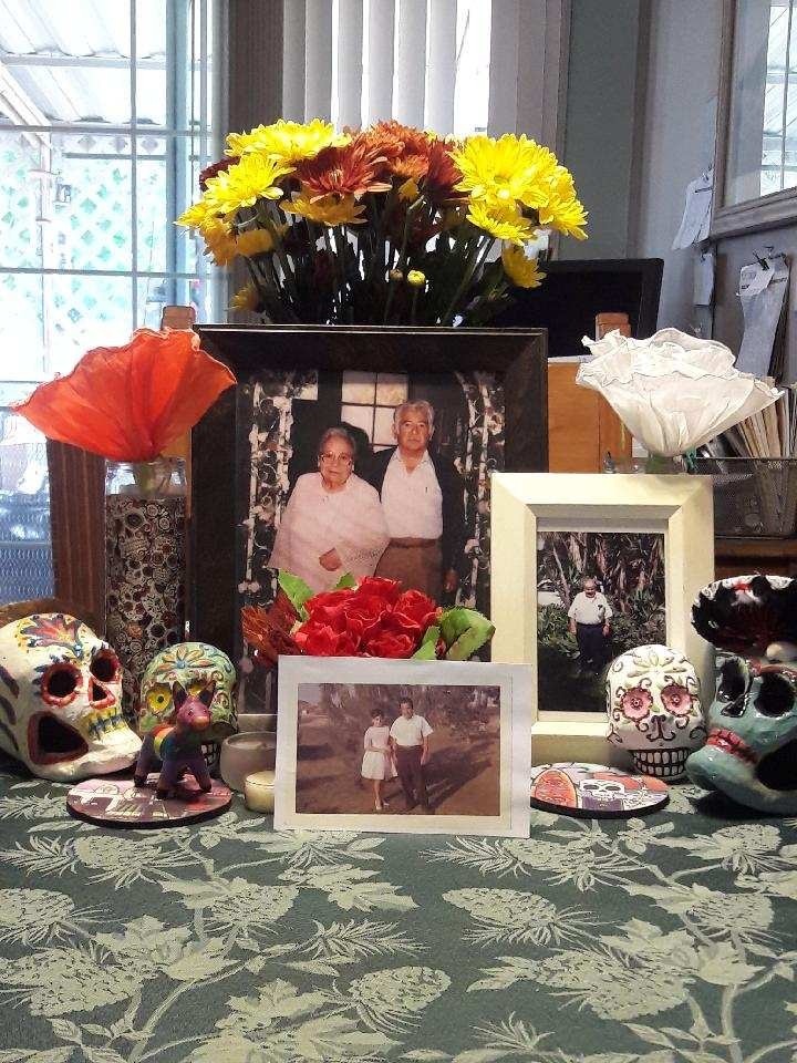 Photo of family Día de Muertos altar, sent by the author’s grandmother.