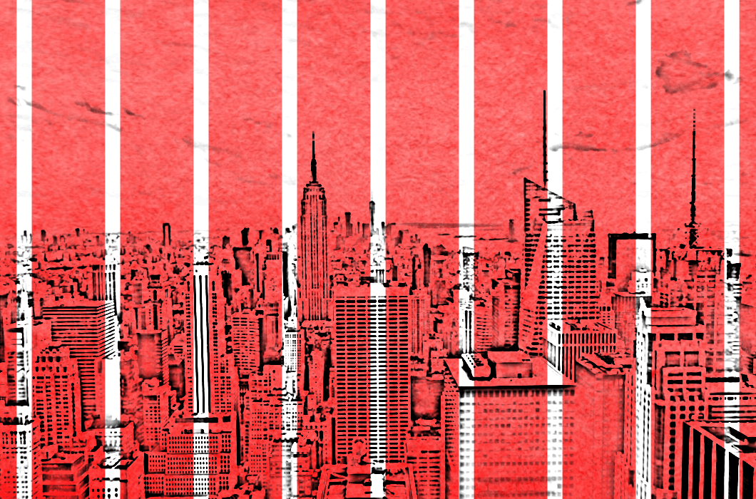 Photo illustration of New York City behind bars by Téa Kvetenadze.
