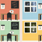 The same bedroom in four vignettes: a student's first day, winter break, prom night, and graduation. For many, these formative experiences unfolded remotely during the 2020-2021 school year.